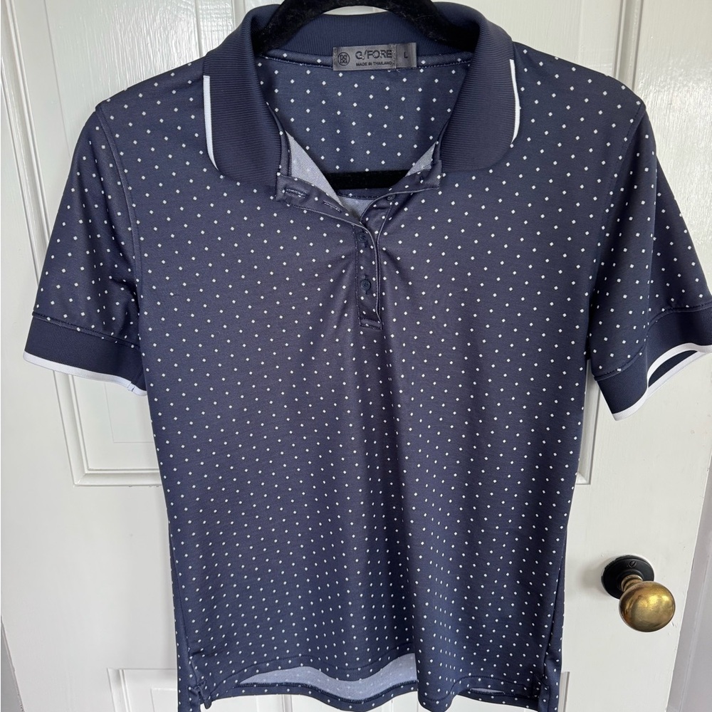 G/Fore women’s navy polka dot shirt, size L